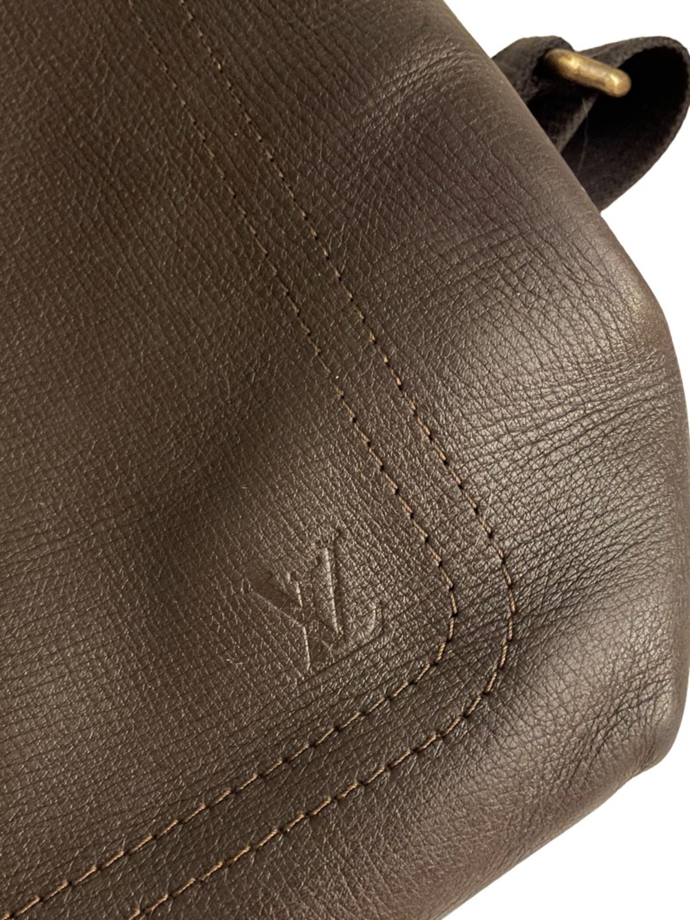 LOUIS VUITTON Cafe Coffee Brown Utah Leather Shawnee MM Crossbody Bag - Picture 7 of 13